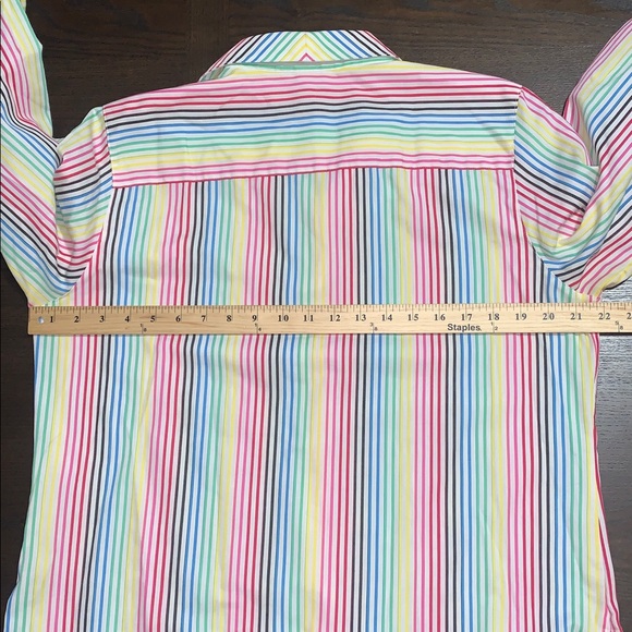 🌺 FOXCROFT Multicolored No-Iron Striped Shirt 12 - Picture 11 of 16